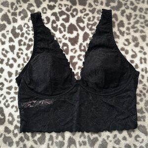 NWOT PINK Victoria’s Secret Floral Lace Padded Bralette in Black Size Medium